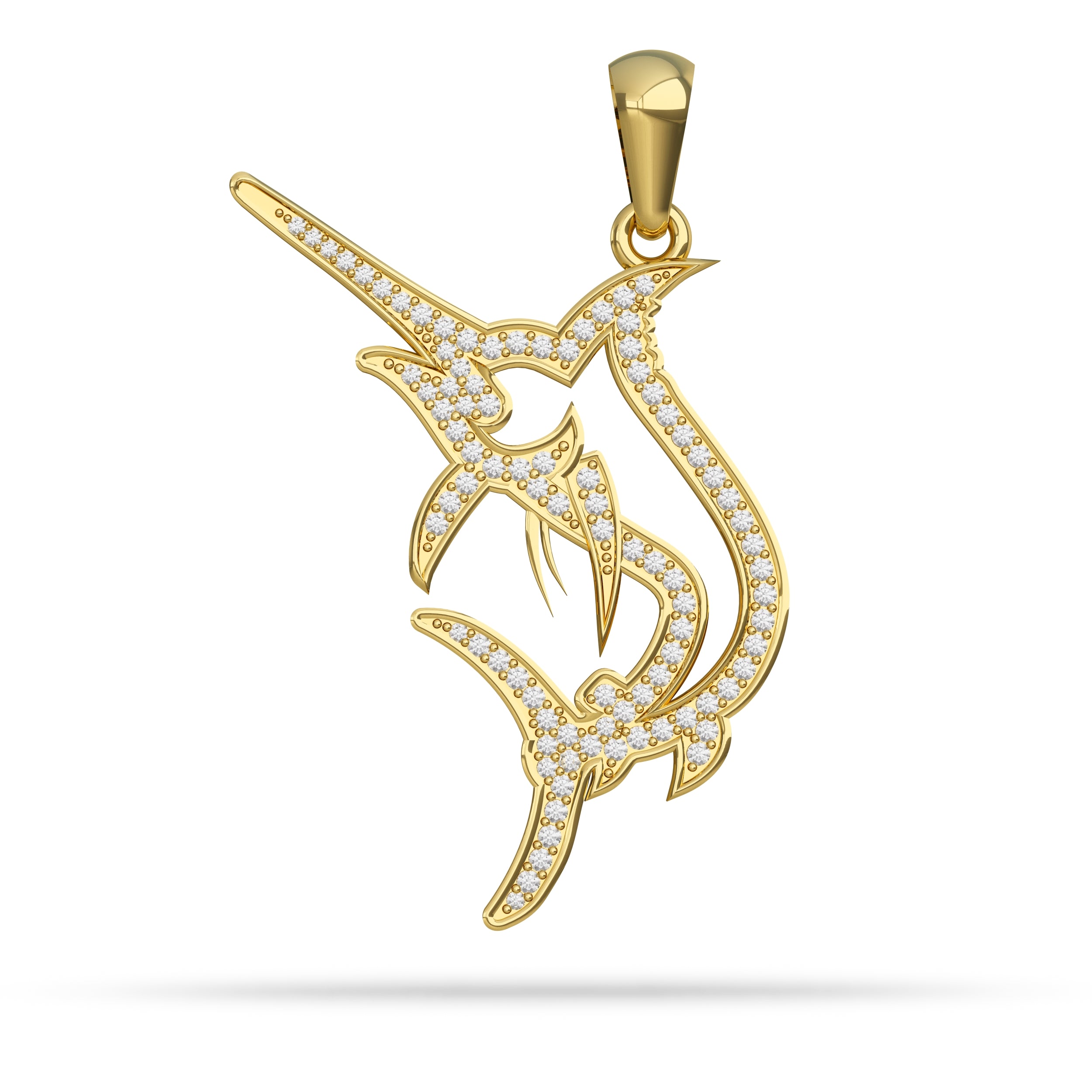 Black Marlin Silhouette Pendant By Nautical Treasure Jewelry Gold Diamond