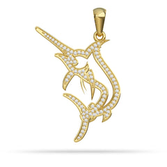 Black Marlin Silhouette Pendant By Nautical Treasure Jewelry Gold Diamond