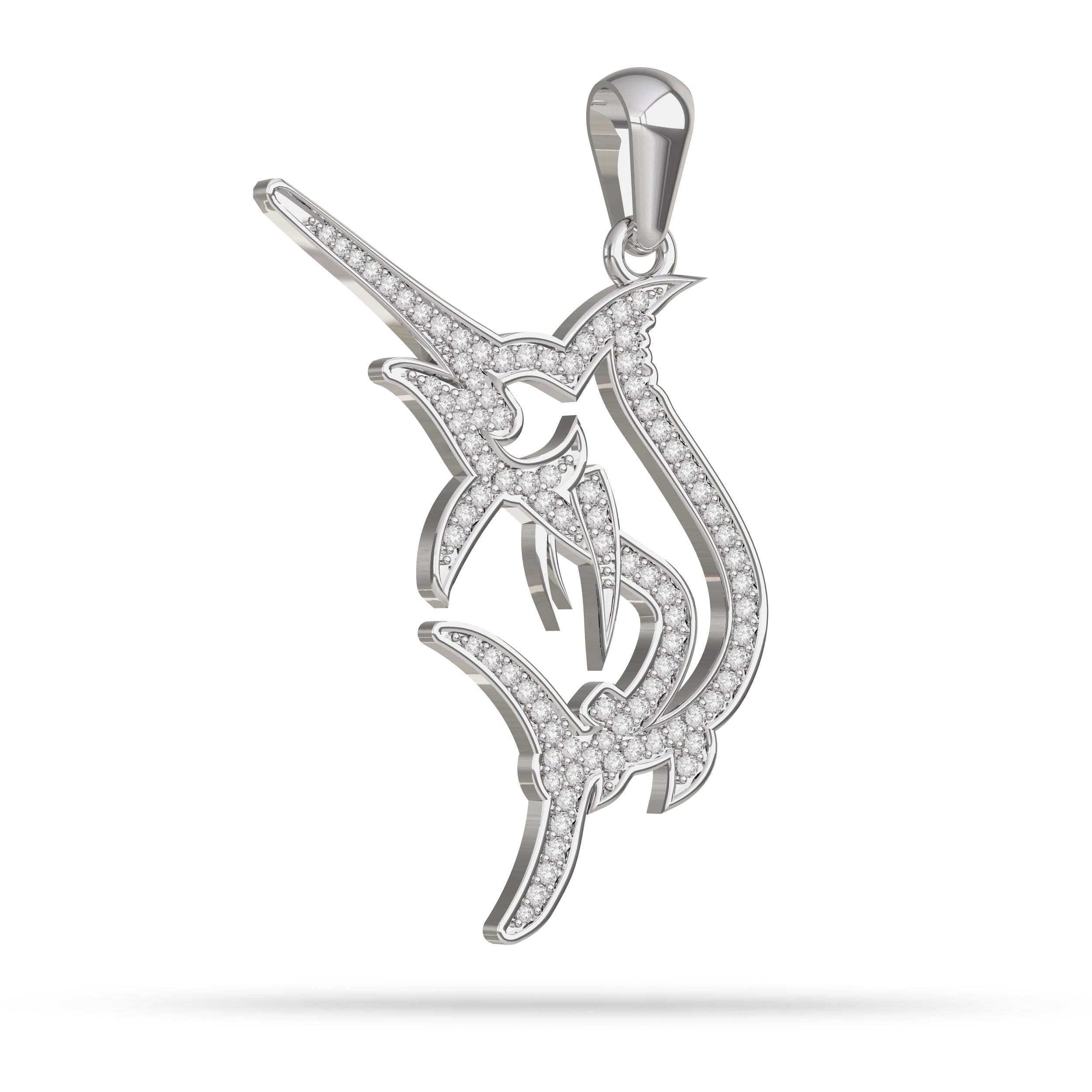 Black Marlin Silhouette Pendant By Nautical Treasure Jewelry Platinum Diamond