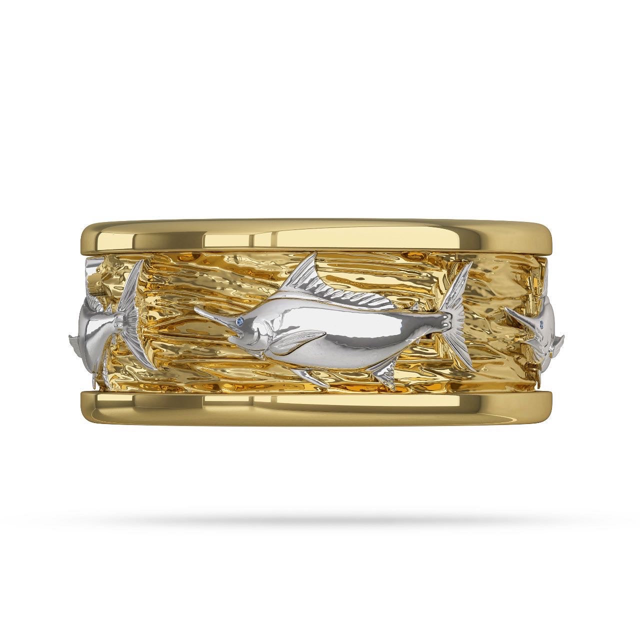 Yellow Gold Marlin Fish Ring for Men 