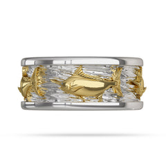 White Gold Marlin Fish Ring for Men 