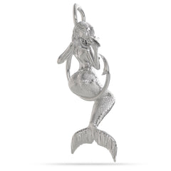 Mermaid Hook Pendant Silver Conch Shell  Nautical Treasure