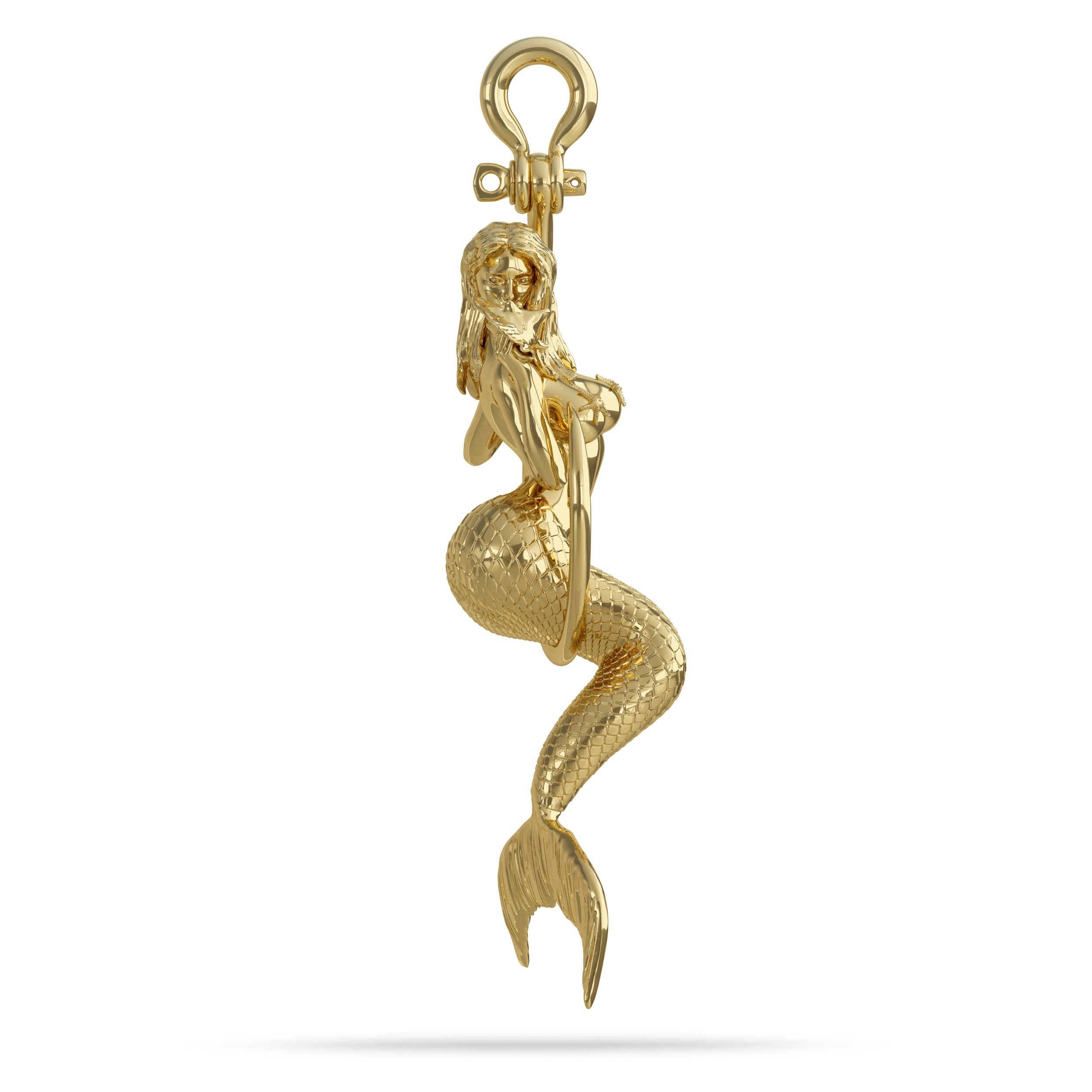 Mermaid Hook Pendant Gold Conch Shell 