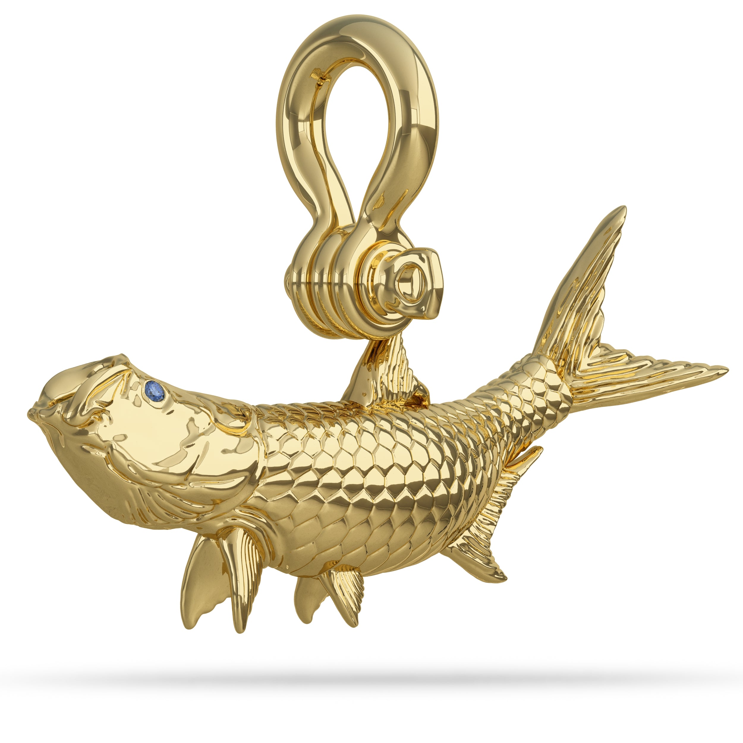 Tarpon Breaching Fish  Pendant By Nautical Treasure Jewelry Solid 14k Gold 