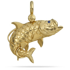 Tarpon Jumping Fish Pendant Nautical Treasure Gold 