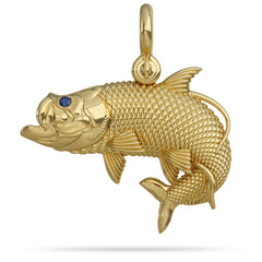 Tarpon Jumping Fish Pendant Nautical Treasure Gold 