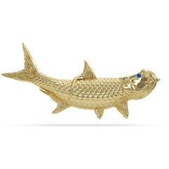 Tarpon Breaching Fish  Pendant By Nautical Treasure Jewelry Solid 14k Gold 