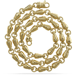Solid 14k Gold Fishing Swivel Link Chain Coiled With Swivel Clasp Offered By Nautical Treasure In The Florida Keys For Unique Custom Fish Pendant Jewelry