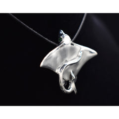 Solid Sterling Silver Eagle Ray  Pendant High Polished Mirror Finished Hung by hidden Bail Custom Designed By Nautical Treasure Jewelry In The Florida Keys 