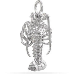 Sterling Silver Spiny Florida Lobster Pendant High Polished Mirror Finish With tail Straight Hung on A Mariner Shackle Bail Custom Designed By Nautical Treasure Jewelry In The Florida Keys Islamorada for 2022 Mini Season