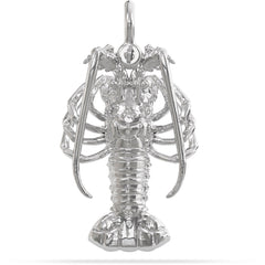 Sterling Silver Spiny Florida Lobster Pendant High Polished Mirror Finish With tail Straight Hung on A Mariner Shackle Bail Custom Designed By Nautical Treasure Jewelry In The Florida Keys Islamorada for 2022 Mini Season