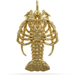 Under Side of Solid 14k Spiny Florida Lobster Pendant High Polished Mirror Finish Shackle Hung on A Mariner Shackle Bail Custom Designed By Nautical Treasure Jewelry In The Florida Keys Islamorada for 2022 Mini Season