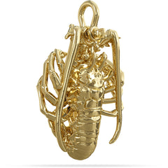 Solid 14k Spiny Florida Lobster Pendant High Polished Mirror Finish With tail under Straight Hung on A Mariner Shackle Bail Custom Designed By Nautical Treasure Jewelry In The Florida Keys Islamorada for 2022 Mini Season