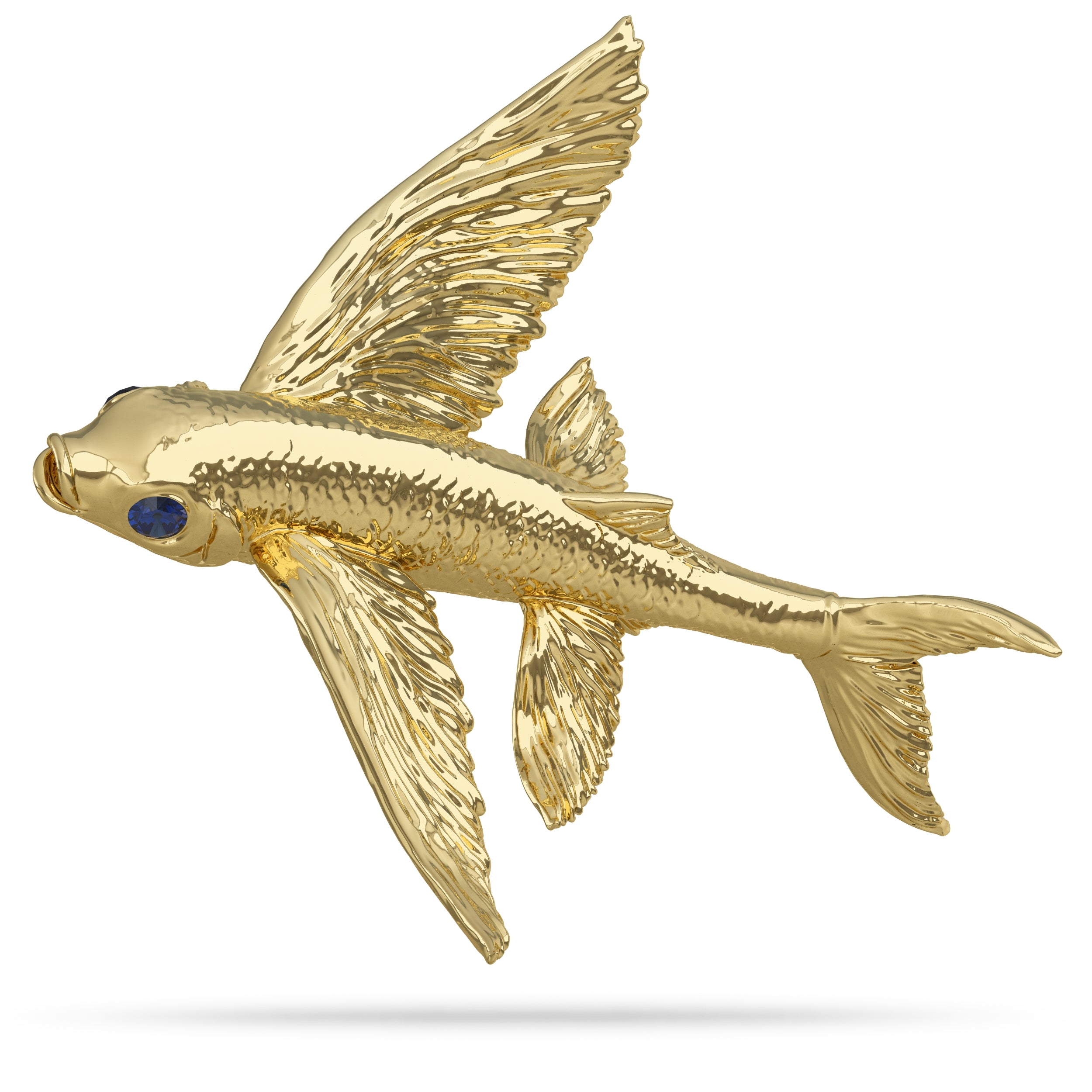 Solid 14k Gold Flying Fish Pendant By Nautical Treasure Jewelry 