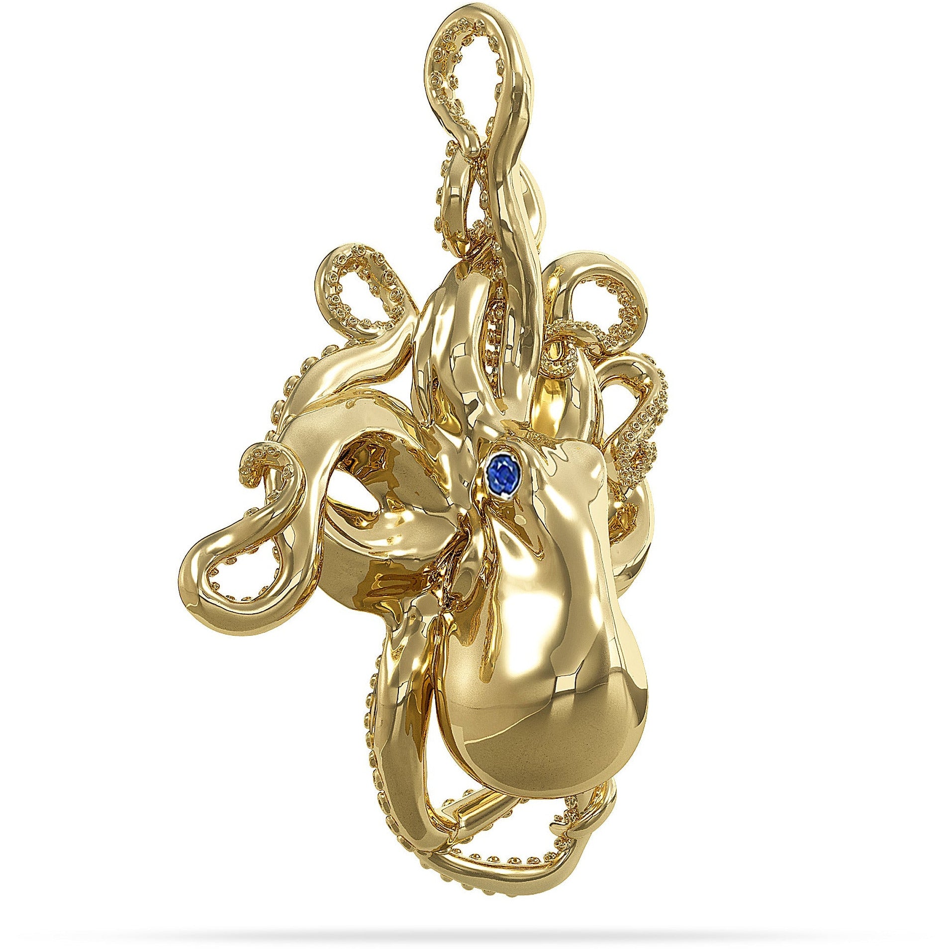 14k Gold Octopus Pendant Hung by tentacle Designed By Nautical Treasure Jewelry 