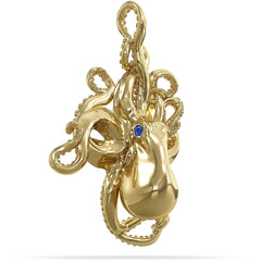14k Gold Octopus Pendant Hung by tentacle Designed By Nautical Treasure Jewelry 