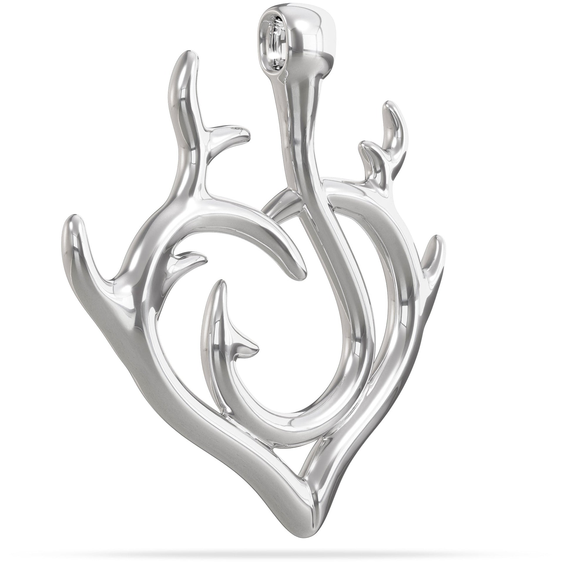 Sterling Silver Hook Hunter Heart Keeper Pendant Deer Antlers Nautical Treasure Jewelry 