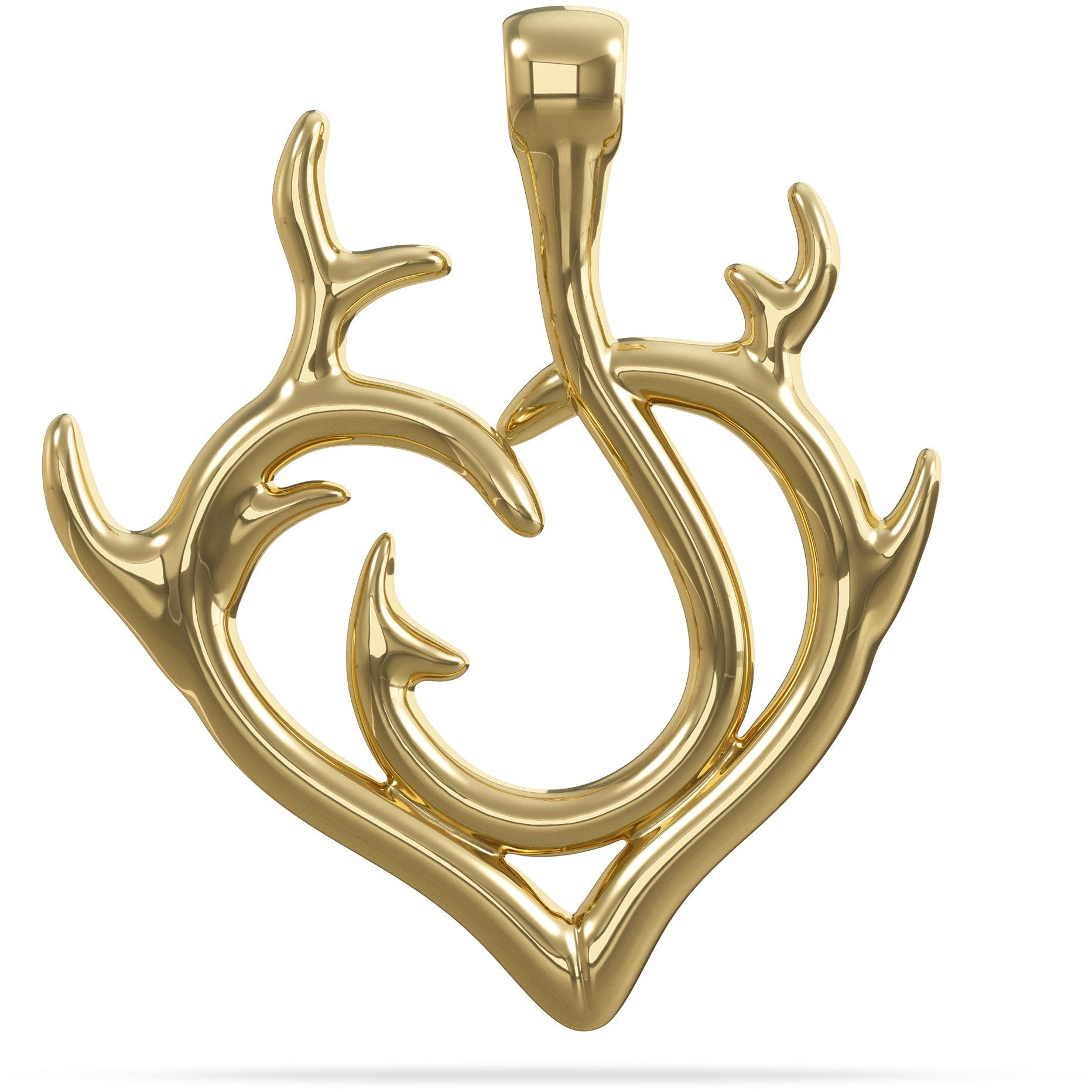 Solid Gold Hook Hunter Heart Keeper Pendant Deer Antlers Nautical Treasure Jewelry 