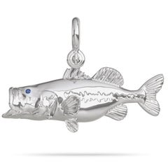 .925 Sterling Silver 3-D LARGE MOUTH BASS CHARM NEW Fish Fishing 925 NT74