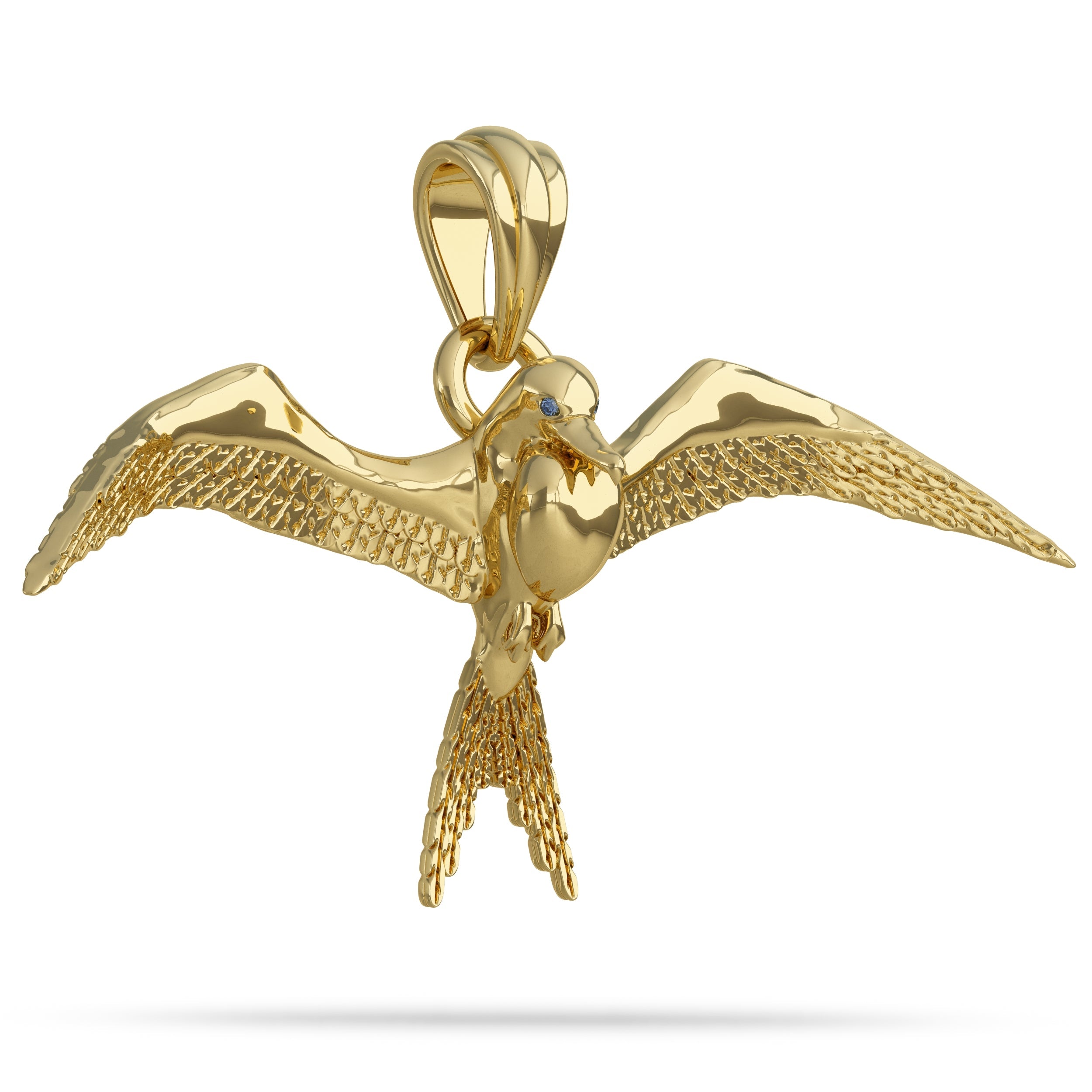 Solid 14k Gold Magnificent Frigate War Bird Pendant “On the Prowl” By Nautical Treasure Jewelry 