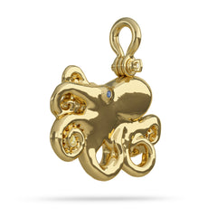 Solid 14k Gold Octopus Pendant High Polished Mirror Finished Hung by Nautical Shackle Bail Custom Designed By Nautical Treasure Jewelry In The Florida Keys for My Teacher