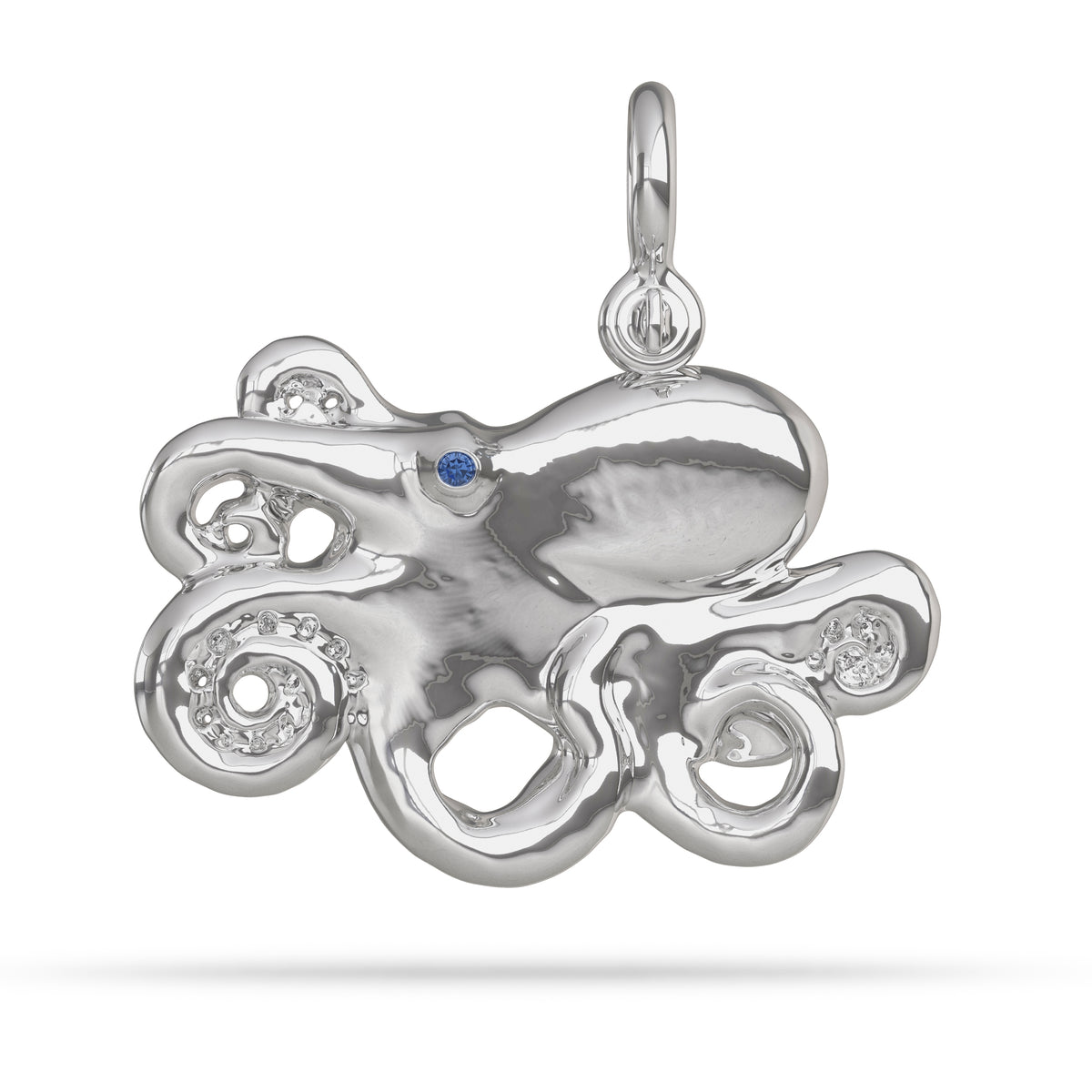 Solid Sterling Silver Octopus Pendant High Polished Mirror Finished Hung by Nautical Shackle Bail Custom Designed By Nautical Treasure Jewelry In The Florida Keys for My Teacher