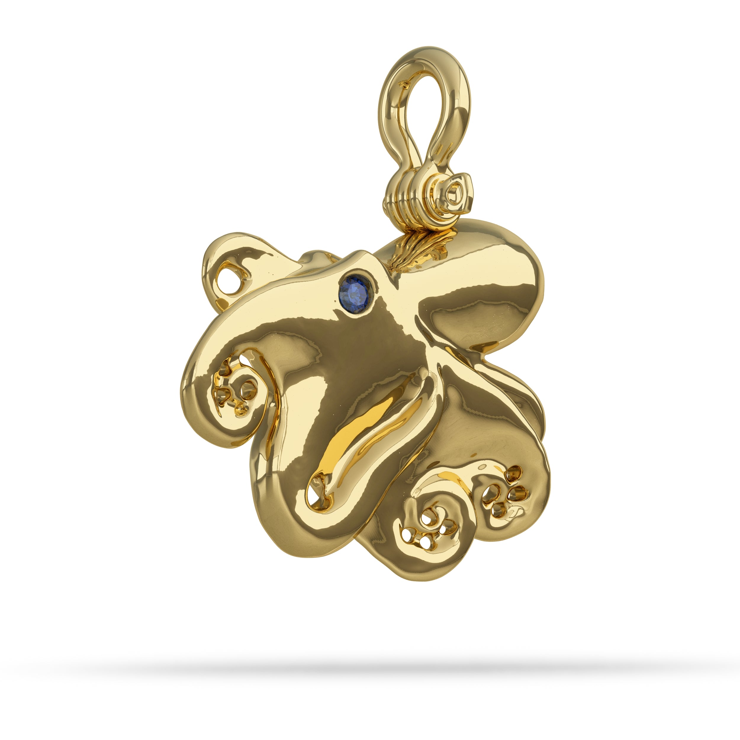 Solid 14k Gold Solid Octopus Pendant By Nautical Treasure Jewelry