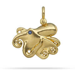 Solid 14k Gold Solid Octopus Pendant By Nautical Treasure Jewelry