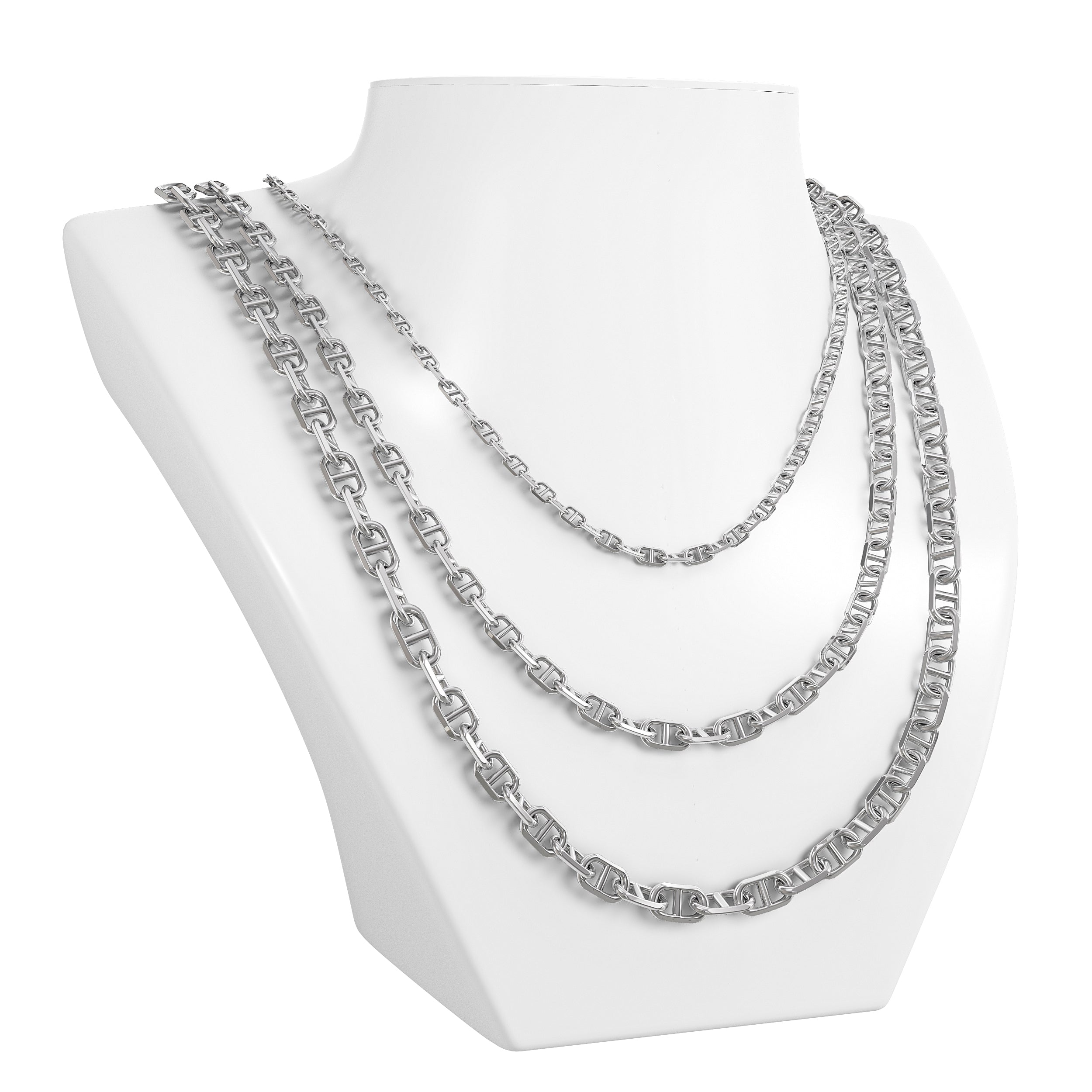 Sterling Silver 18k Mariner Link Chain Silver Mariner Link Chain