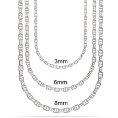 Sterling Silver Mariner Anchor Link Chain With Lobster Clasp Size Chart 4mm 6mm 8mm Offered By Nautical Treasure In The Florida Keys For Unique Custom Fish Pendant Jewelry