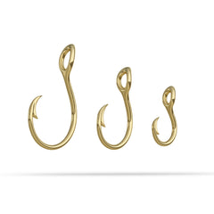 3 Gold fishing Circle hook pendants by Nautical Treasure