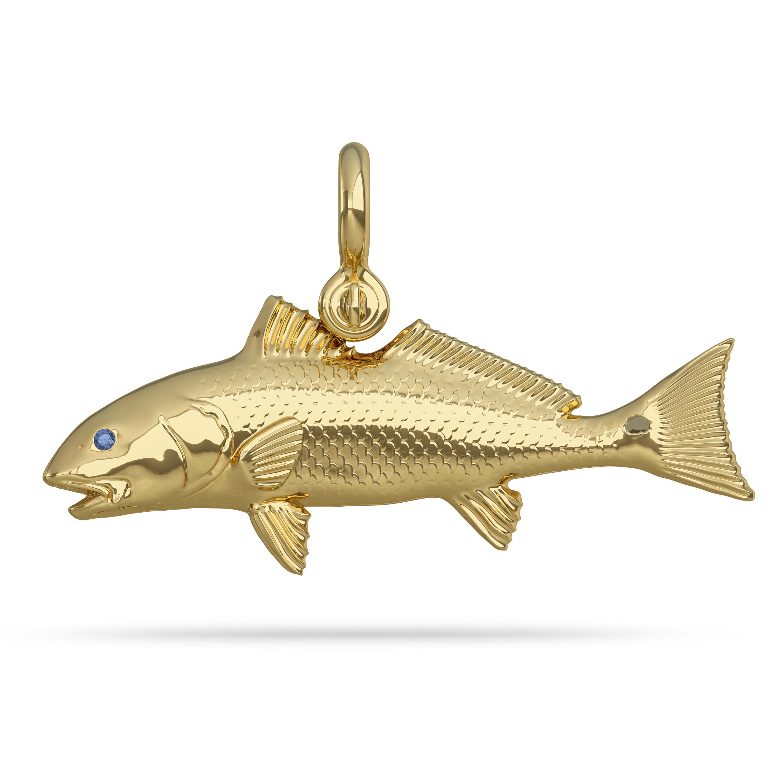 Nautical Treasure Redfish Pendant in Solid Gold 