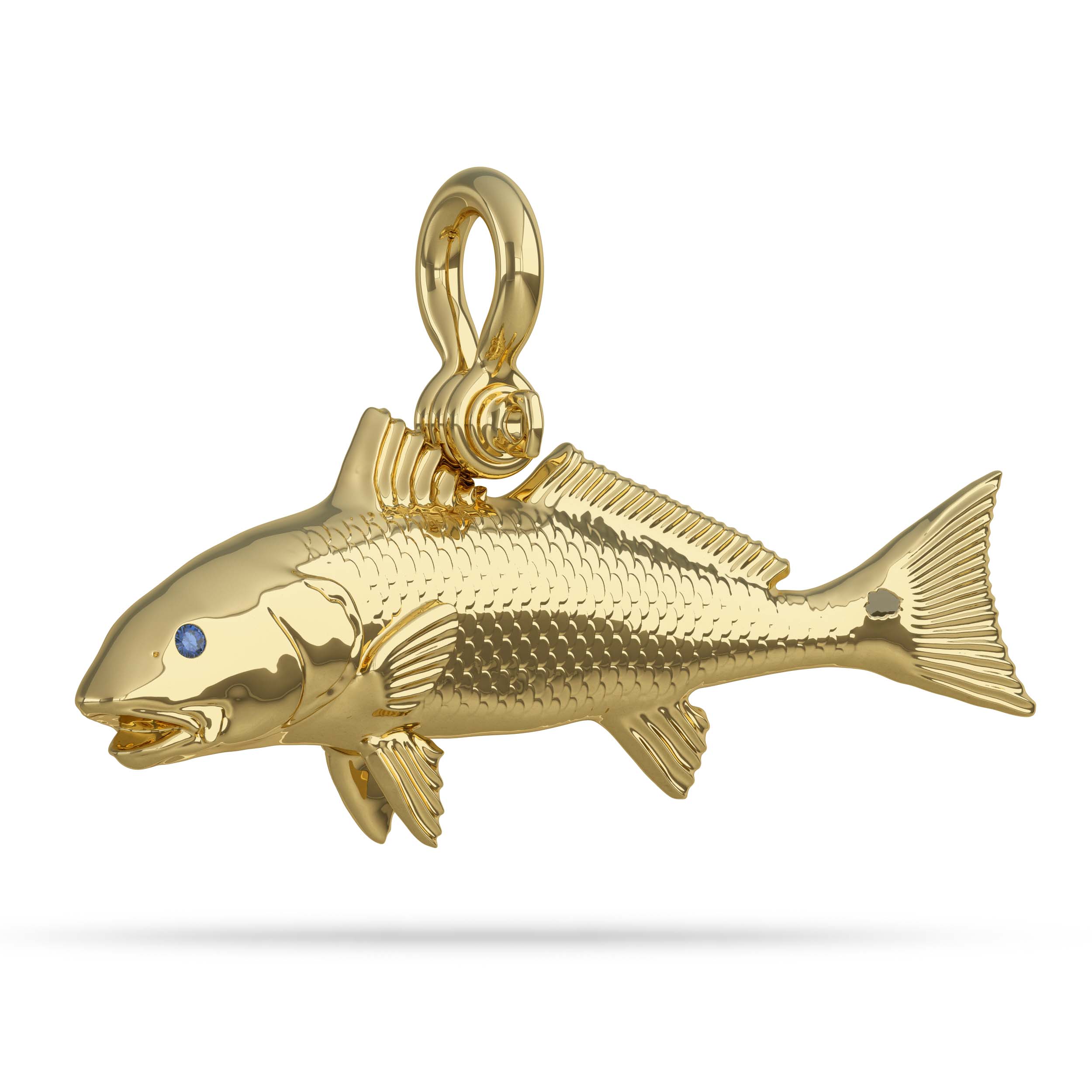 Nautical Treasure Redfish Pendant in Solid Gold 