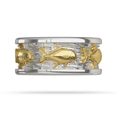 White gold Ring with Yellow Gold Permit Fish 