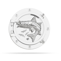 Silver Snook Feeding on Mullet pendant in Nautical Ship Porthole 