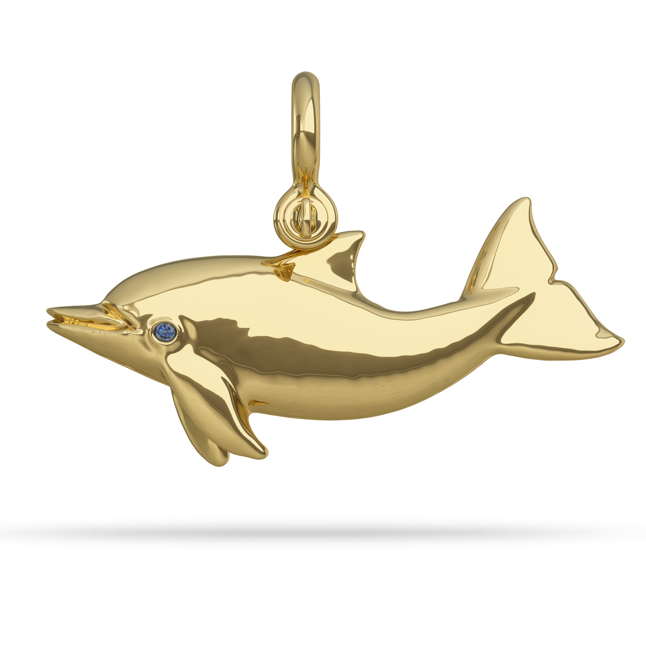 Gold Porpoise Dolphin Pendant Designed By Nautical Treasure Jewelry