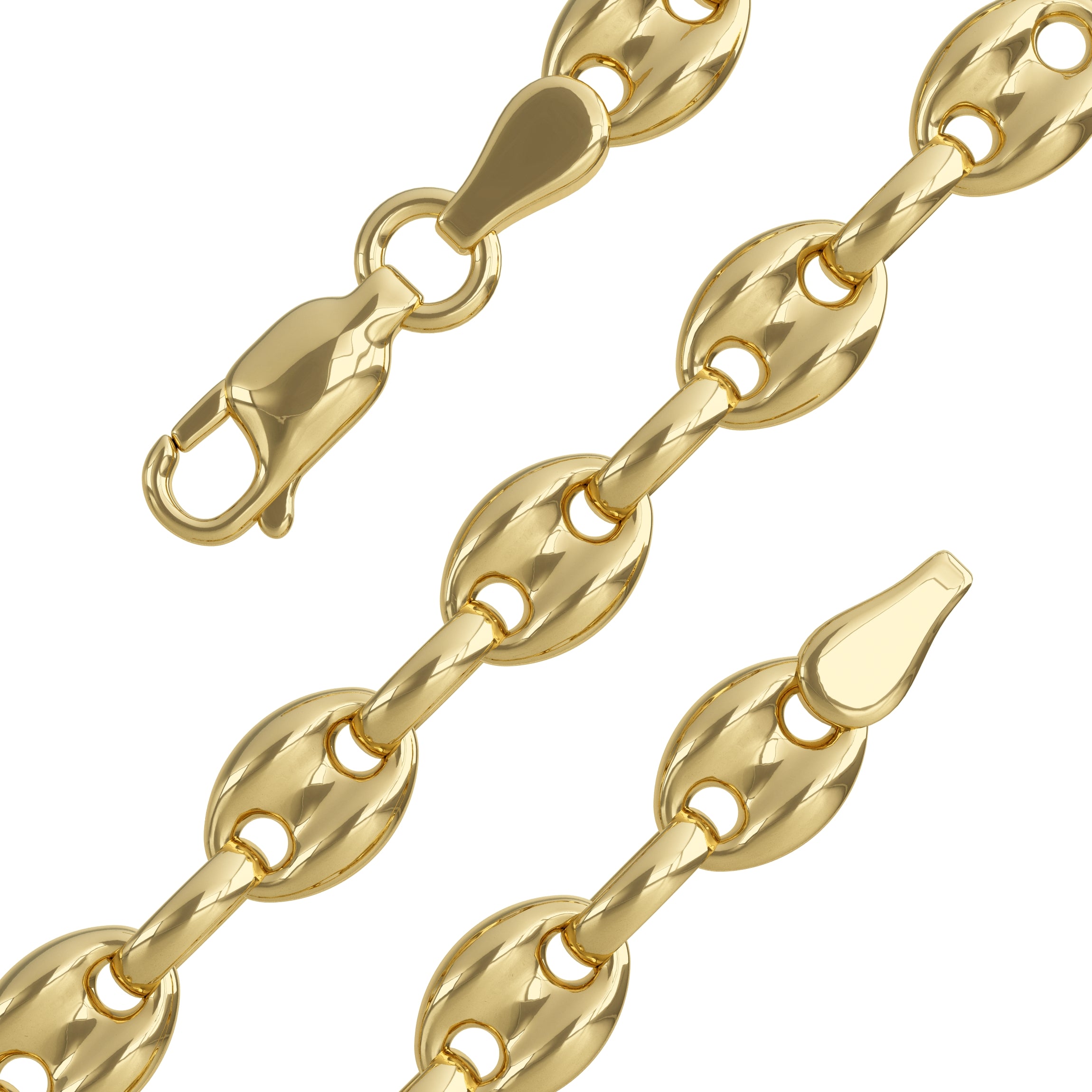 Gold Puff Anchor Link Chain Gucci Style Lobster Clasp