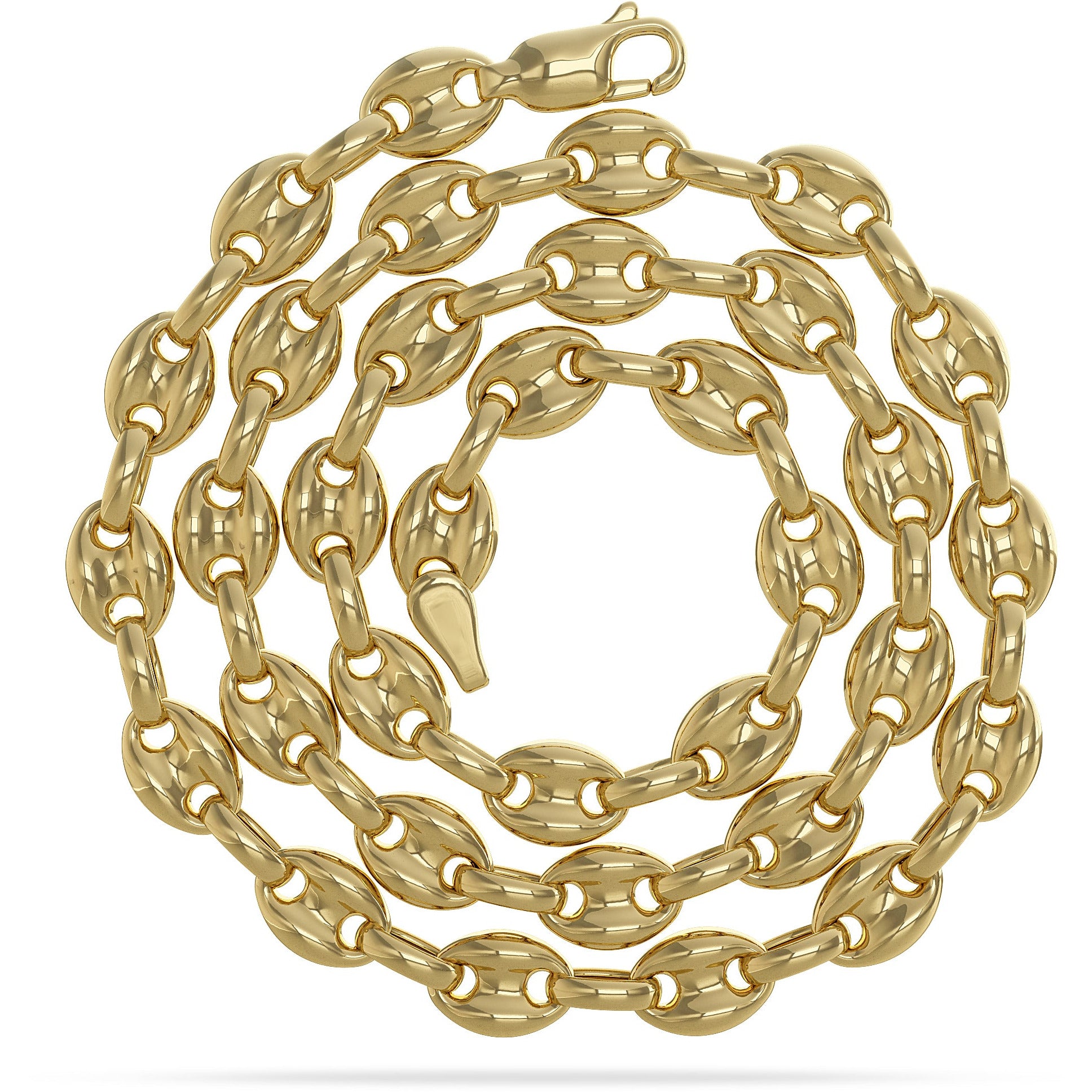 Gold Puff Anchor Link Chain Gucci Style Spiral
