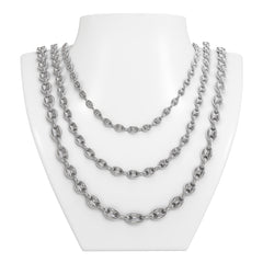 Silver Puff Anchor Link Chain Gucci Style Sizes
