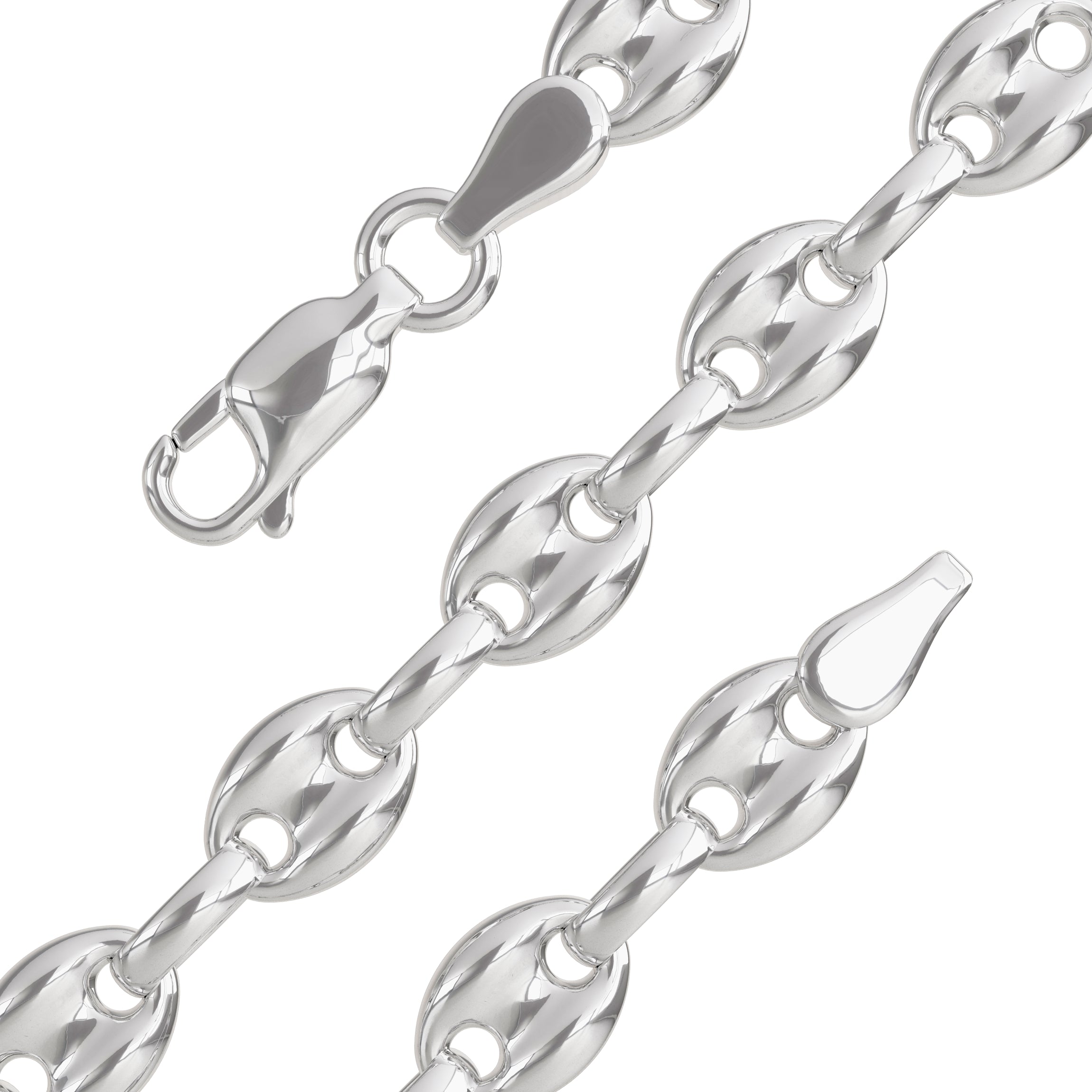 5mm Stainless Steel Diamond Cut Gold Anchor Chain Necklace 24 Inches / Silver