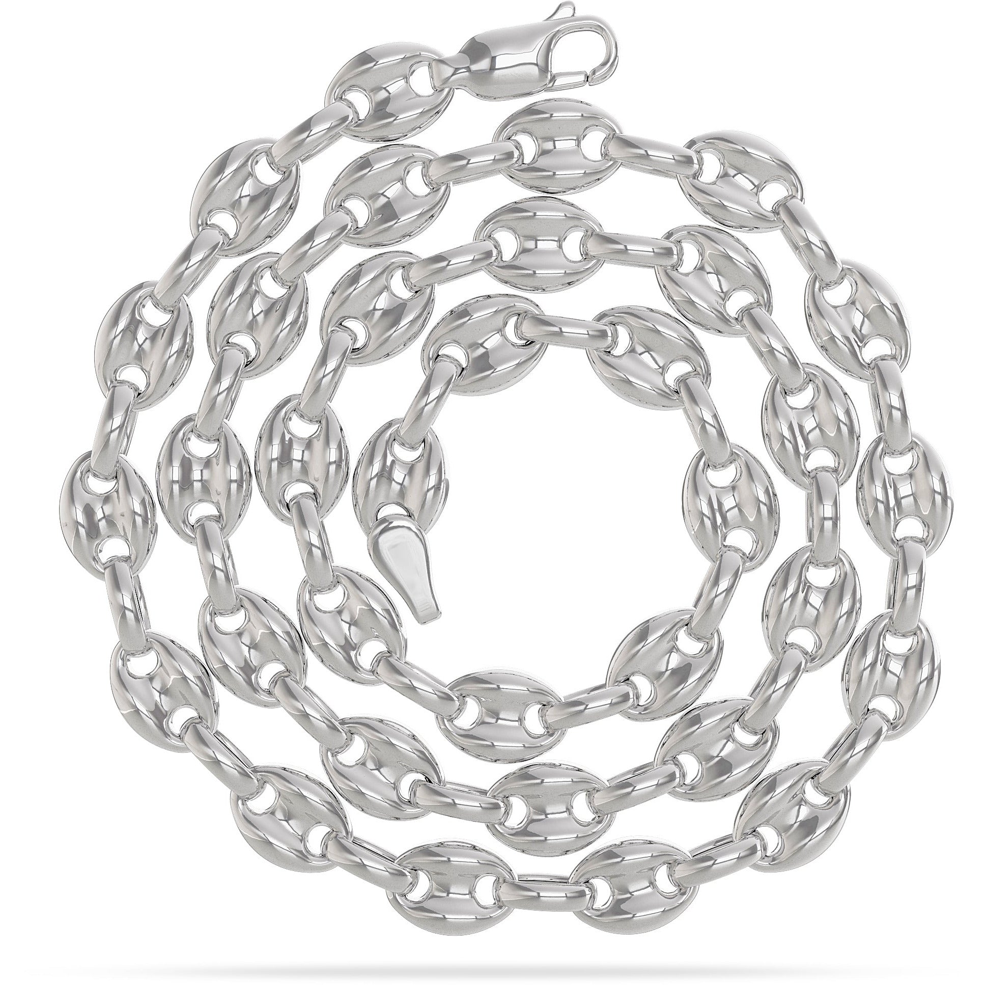 Silver Puff Anchor Link Chain Gucci Style Spiral