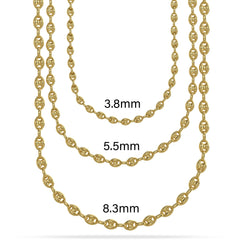 Gold Puff Anchor Link Chain Gucci Style Sizes
