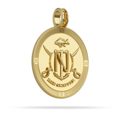 Red Snapper Compass Medallion Pendant Large in Gold by Nautical Treasure reverse 