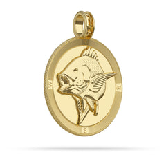 Red Snapper Compass Medallion Pendant Large in Gold by Nautical Treasure