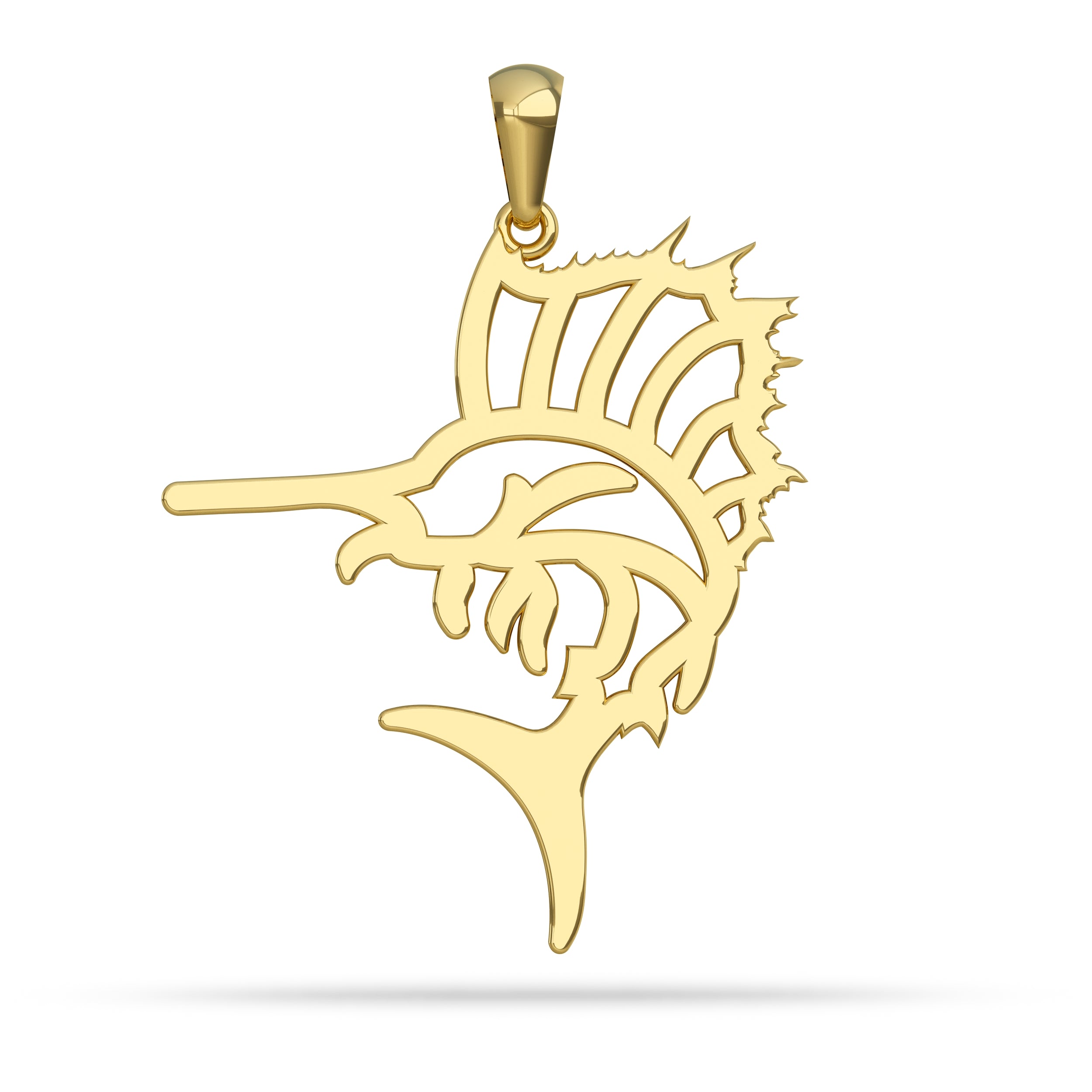 Gold Sailfish Pendant Silhouette By Nautical Treasure Jewelry 