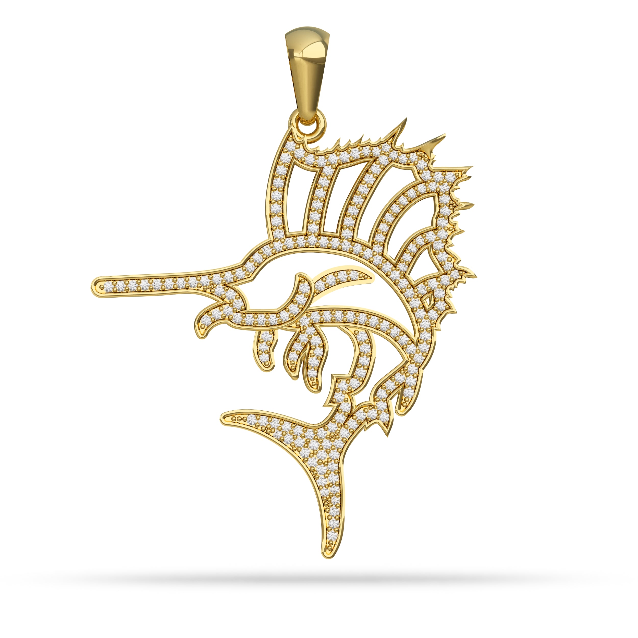 Gold And Diamond Sailfish Pendant Silhouette By Nautical Treasure Jewelry 