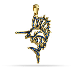 Gold Sapphire Sailfish Pendant Silhouette By Nautical Treasure Jewelry 