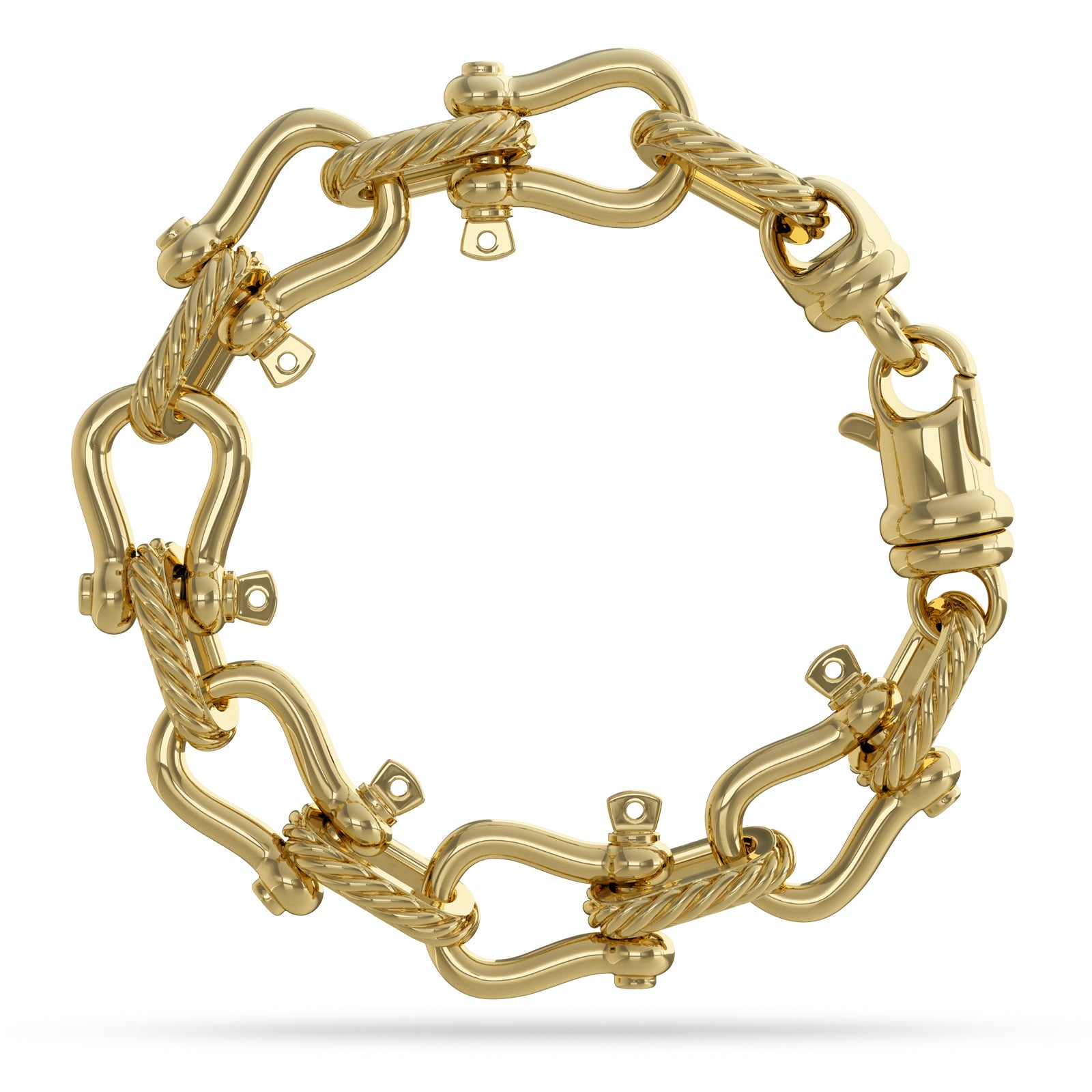 Shackle Link Bracelet I Nautical Treasure Jewelry 14K Gold / 9mm Width / 7.5 Length by Nautical Treasure Jewelry