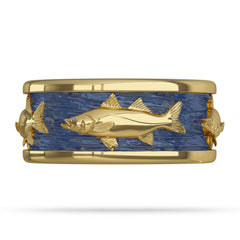 Yellow Gold Snook Fish Ring with Enamel