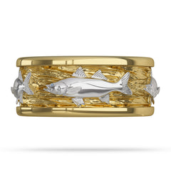 2 Tone Gold Snook Fish Mens Wedding Band